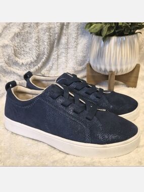 NEW Revitalign Orthotic Sneakers Navy Blue Shimmer Suede Leather Women's Sz 8.5